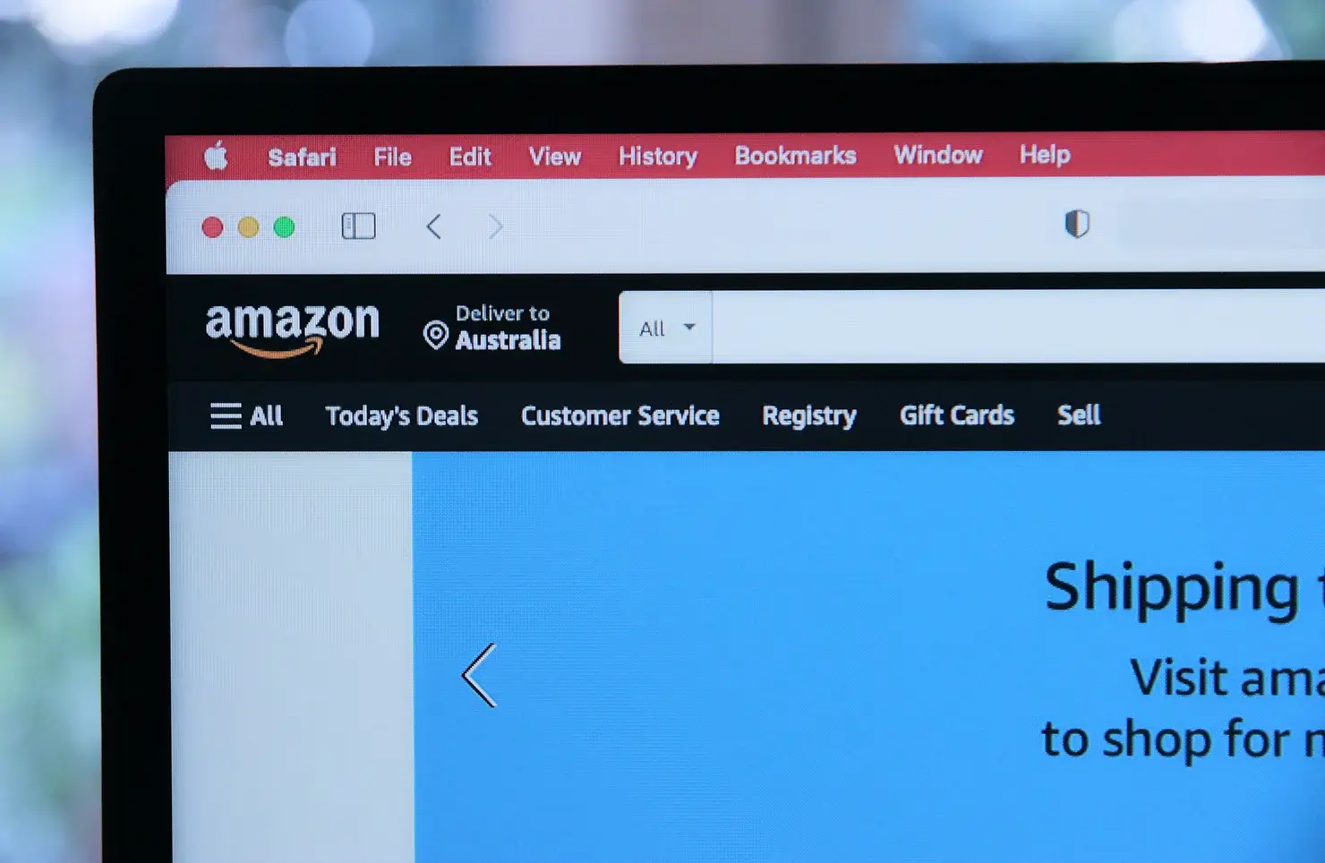 Amazon website showcased on a laptop